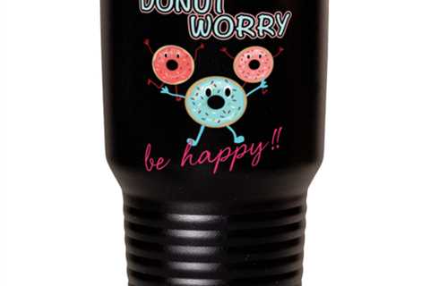 Donut Worry Be Happy-02, black tumbler 30oz. Model 6400016