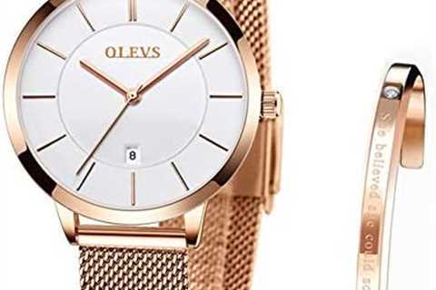 Verhux Wrist Watches for Women Fashion Rose Gold Stainless Steel Waterproof Analog Quartz Ladies..