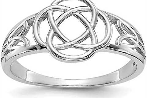 Solid 14k White Gold Ladies Celtic Knot Irish Claddagh Knot Ring Band