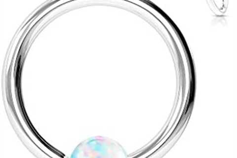 Amelia Fashion 16GA Never Lose a Ball Again! One Side Fixed Opal Ball Ring Annealed 316L Surgical..