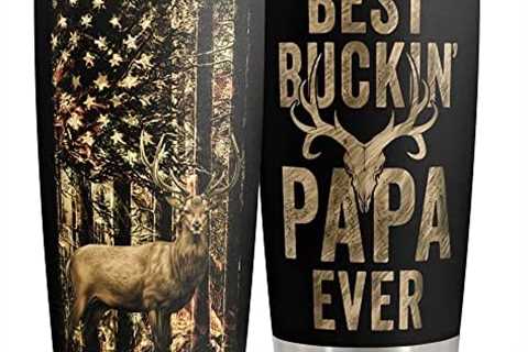Macorner Hunting Gifts for Men – Stainless Steel Tumbler 20oz for Father – Best Buckin Papa –..
