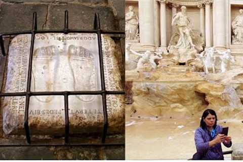 Rome Italy - Jesus Footprints In Rome, Trevi Fountain Without Water