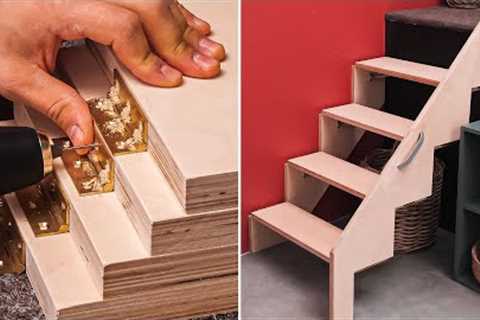 How To Build Foldable Stairs & Other Space Saving Solutions | Woodworking Project