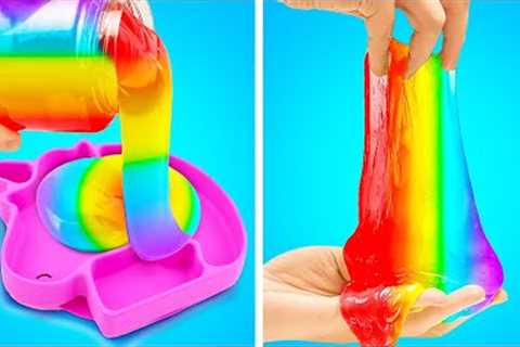 🌈Rainbow DIY Slime Hacks || How To Make Colorful DIY Crafts At Home 🎨🏠