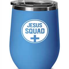 Jesus Squad, blue drinkware metal glass. Model 60062